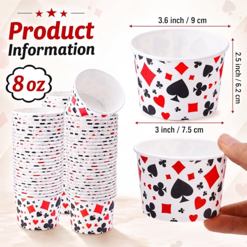 Jingmore 100 Pcs Ice Cream Paper Cups Bulk 8 oz Disposable Dessert Bowls for Hot or Cold Food Snack Treats Gift for Birthday Summer Party Favor Decoration(Casino Poker) - style: Casino Poker