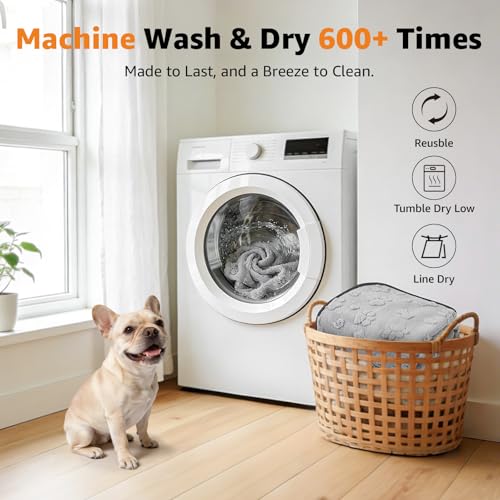 LOOBANI 2 Pack Extra Large Washable Pee Pads for Dogs 54"x54", Gray | Non-Slip Reusable Dog Mat, Super Absorbent & Waterproof Whelping Pads For Floor, Bed, Incontinence, Housebreak, Leak-Proof - color: Grey Dog Element, size: 54"x54"(Pack of 2)