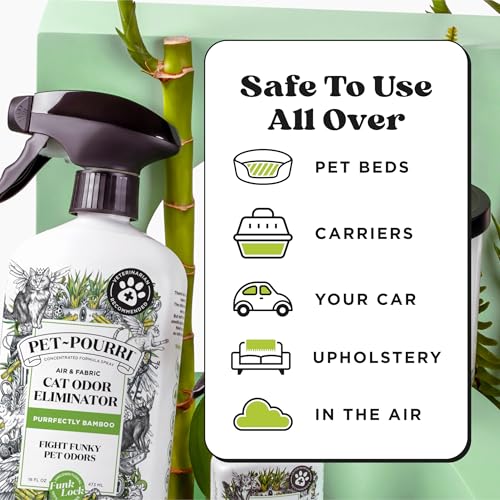 Pet-Pourri Smell Ya Litter Cat Litter Deodorizer Spray, Purrfectly Bamboo 3.4 Fl Oz, Up to 170 Uses, Pet Odor Remover with Essential Oils for Air, Carpet, Urine, Vet Recommended, Bergamot Bamboo Scent - size: 3.4 Fl Oz (Pack of 1)