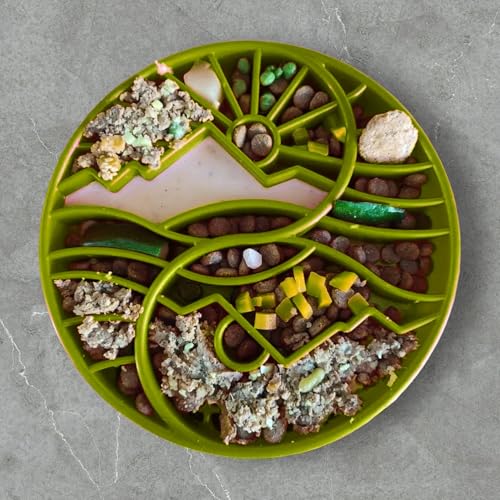 SodaPup Yin Yang eTray – Durable Enrichment Feeder Made in USA from Non-Toxic, Pet-Safe, Food Safe Material for Mental Stimulation, Calming, Slowing Down Eating, Healthy Digestion, & More - color: Dark Green Yin Yang Shallow eBowl