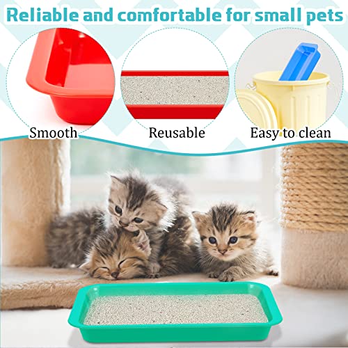 Tessco for you 8 Pcs Kitten Litter Box 11 x 8.5 X1.2 Inch Plastic Portable Small Litter Pan Low Entry Waterproof Bunny Cat Shallow Tray Travel Toilet for Kitty Guinea Pig Rabbit Small Pet(Multicolor) - color: Multicolor