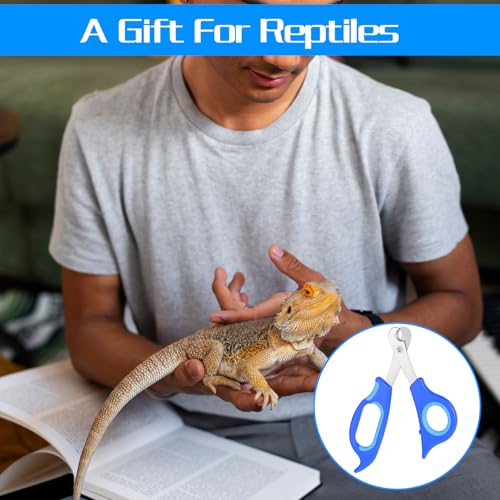 Stainless Steel Bearded Dragon Claw Trimmer, Reptile Clippers for Small Reptiles, Turtle, Chameleon, Hedgehog(Blue)