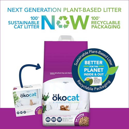 ökocat Low Tracking Natural Wood Clumping Cat Litter, Odor Control 21.5 Lbs - size: Large Bag, style: Less Mess