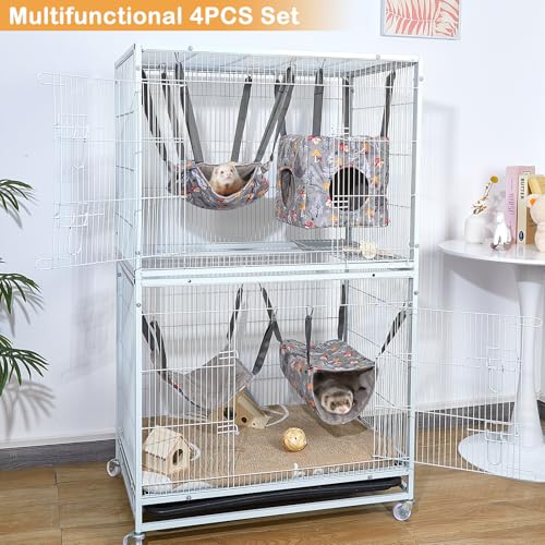 Glittme 4 Pack Cozy Ferret Hammock, Soft Washable Cage Bed for Small Animals