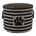 Bone Dry Pet Storage Collection Striped Paw Patch Bin, Black, Small Round - color: Black, size: Small Round