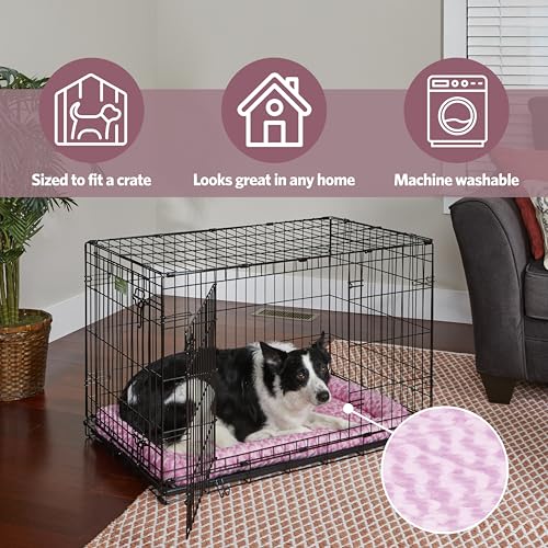 MidWest Homes for Pets QuietTime Fashion Dog Bed – Pink Faux Fur Bolster, Ultra-Soft and Machine Washable, Fits 30-Inch Crates and Carriers, for Medium Breed Dogs - color: Pink, size: 30 Inch