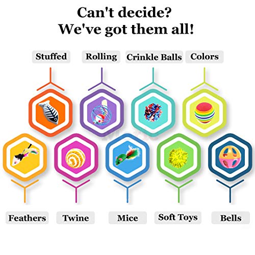 CoCoo Ferret & Cat Toy Variety Pack, Activity Set of Mylar Balls, Chew Toys, Catnip Pouches, Play Mice & Bells, Great for Persians, Maine Coons, Calicos & Tabby Cats, 20 Pcs