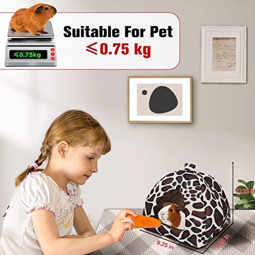 Mygeromon Guinea Pig Bed Rabbit Hideout Cuddle Cup (Leopard Print Style) | Washable, Winter, Small Animals Sleeping House, for Ferret, Chinchilla, Bunny - color: Leopard Print Style