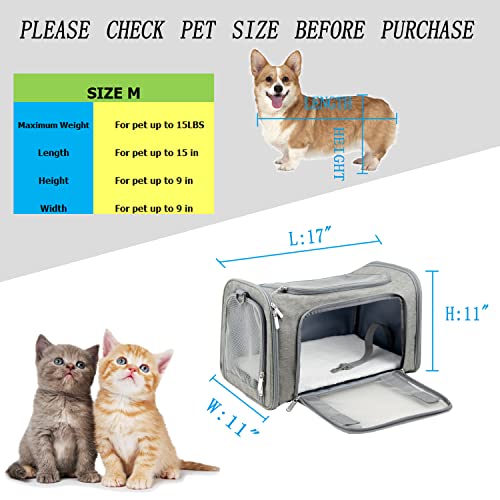 Soft Sided Carrier for Small Medium Cats Dogs,TSA Airline Approved Collapsible Travel Pet Carrier Medium Grey - color: Grey, size: Medium