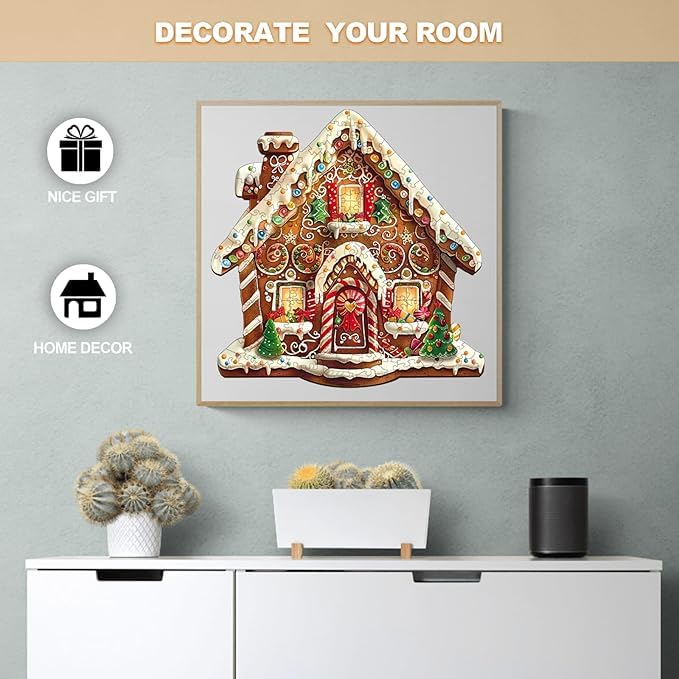Wooden Christmas Puzzles Adults, Christmas Gingerbread House Shaped Wooden Puzzles 250 Pieces, Unique Challenging Wood Jigsaw Puzzles Xmas for Men Women, 13.4x13.2in - color: Christmas Gingerbread House, size: Large