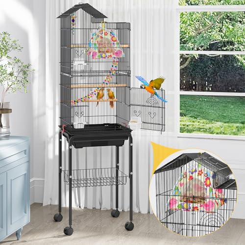 Bird Tent Bed for Parakeets, Cozy Cage Accessories for Small Birds | Dual-sided mat, washable fleece, hanging design, fits budgies lovebirds finches parrotlets, all-season use, easy install