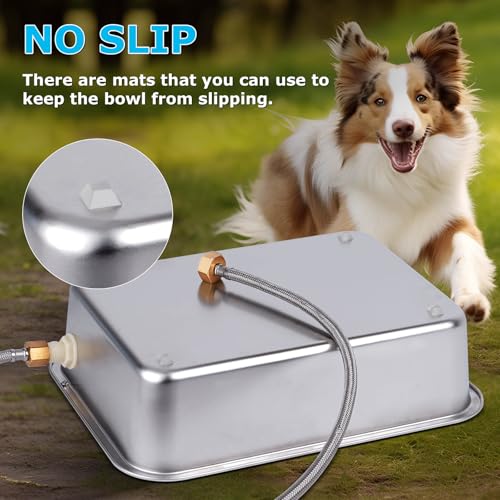3 Gallon Automatic Dog Water Bowl Dispenser Outdoor Dog Waterer | Stainless Steel Outside Large Self Filling Auto Water Bowl for Dogs Cats Pets Livestock Chicken
