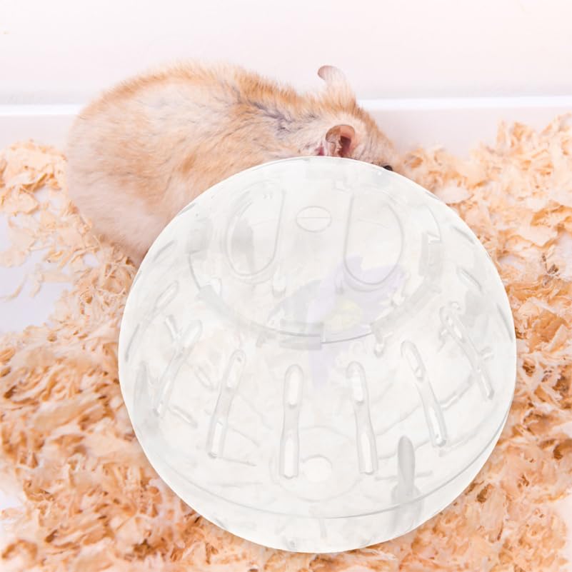 POPETPOP 4 Inch Hamster Running Ball Toy Transparent Small Pet Exercise Ball Safe Rolling Wheel for Hamsters Gerbils Chinchillas - color: White