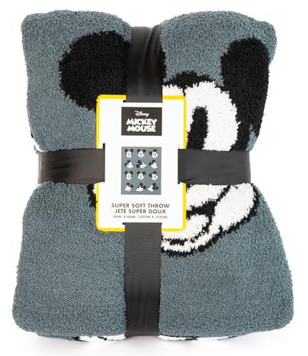 Jay Franco Disney Mickey Mouse Faces Feather Knit Fluffy Throw Blanket - Fuzzy Blanket Measures 50 x 60 Inch | Super Soft Lightweight Bedding - color: Gray - Mickey Mouse