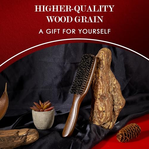 STYLEMATE Black Walnut Boar Bristle Hair Brush for Women Men, Natural Soft Bristle Hair Brush Slick Back Smoothing Hairbrush for Thin & Fine Hair - size: 1 Count (Walnut)