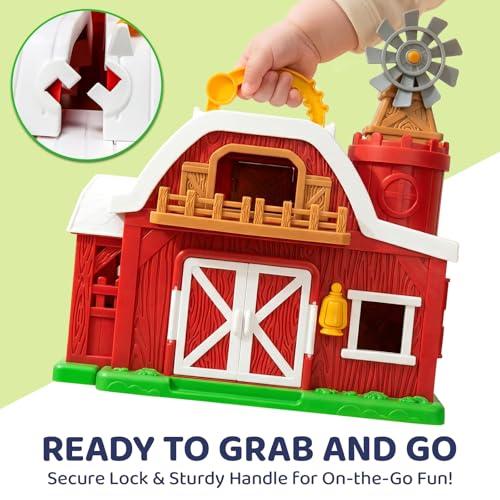All-in-One Farm Barn Toy Set,Pretend Play Gift for Boys Girls 2 3 Years Old | Barn Toy Set with Farm Animal Figures for Toddlers,Tractor&Fence,Educational Montessori-style Play Sets with Light&Sounds