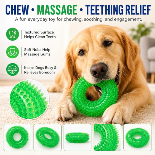ADUCK Dog Squeaky Chew Toys for Aggressive Chewers, Small Medium Large Dogs Teeth Cleaning Soft Natural Rubber Float Toy for Indoor Outdoor Water Pool, Donut Ring Design 4.92 inch, Crystal Green - color: Crystal Green