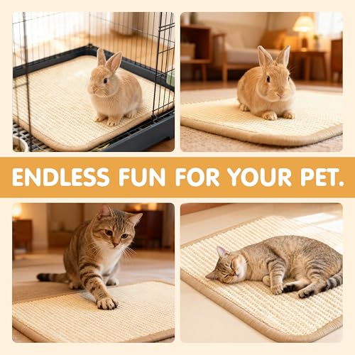 Rabbit Scratching Pad, 2PCS Natural Sisal Bunny Mat,16x12in | Bunny Toys, Rabbit Toys, Rabbit Chewing Mat, Rabbit Bedding, Sisal Mats for Bunnies, Bunny Nail Scratch Pads
