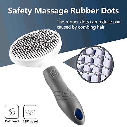 Self Cleaning Slicker Brush - Cat Brush Skin-Friendly Deshedding Grooming Massaging Tool for Long & Short Haired Pets, Cat Hair Brushes Easy Removes Undercoat for Dogs Cats Rabbits-UPGRADED, Gray - color: 1Pack Gray