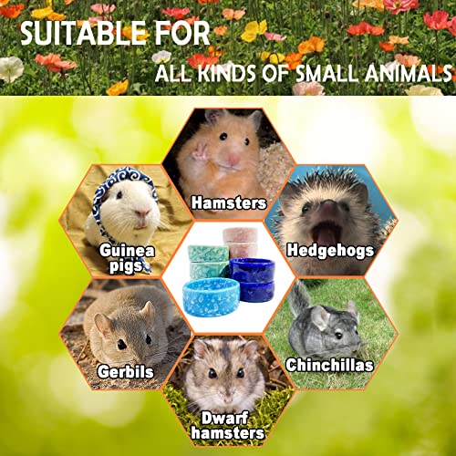 kathson 2 Pcs Hamster Food Bowl Guinea Pig Ceramic Water Bowl Small Animal Feeding Dish for Dwarf Hamster Gerbil Syrian Ferret Hedgehog Chinchilla Bunny (Blue)… - color: Blue, size: 2Pcs:S