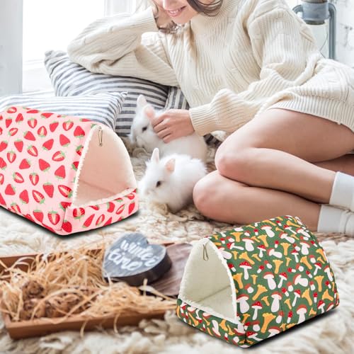 Cinnvoice 4 Pcs Guinea Pig Hideout, Guinea Pig Bed Tunnel, Rabbit Washable Small House Cage Accessories for Bunny Hedgehog Mouse Chinchillas Hamsters Ferrets Bearded Dragons Rats (Classic,7.9 in) - size: 7.9 in, style: Classic