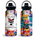 Cat 32oz Water Bottle, with Handle & Lid Bottle, Insulated Cup | 32oz Stainless Steel Tumbler, Leak-proof Reusable Mug, Christmas Birthday Gift for Funny Black Cat Lovers - color: Color Cat