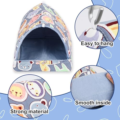 UPINS 2 Pack Guinea Pig Hideout,Guinea Pig Bed | Washable Small Animal House Cage Accessories,for Mouse Chinchillas Hamsters Hedgehogs Ferrets - color: Grey Dark Blue, size: 9.84 x 9.84 inch