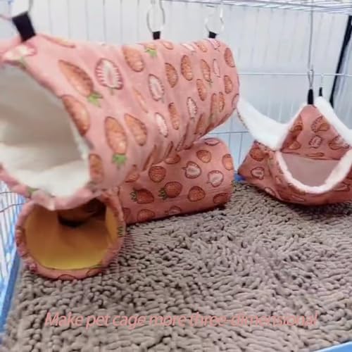 Rat Ferret Hammock Toys Cage Accessories, Guinea Pig Hideout Tunnel, Warm Bed for Rat Ferret Guinea Pig Sleep Hide and Play (2.Hammock+Tunnel) - color: 2.Hammock+tunnel
