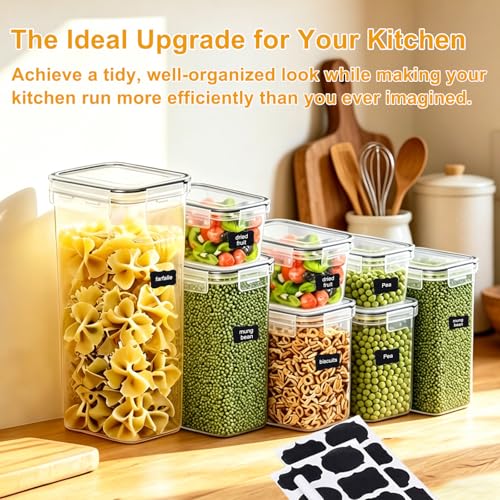 32pcs Airtight Containers, Clear Stackable Dry Food Storage | 32pk clear airtight containers with tight lids keep dry food fresh. Safe plastic, stackable for pantry kitchen storage - size: 32 pcs(47.6L)