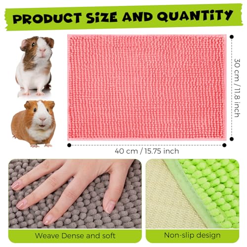 Barydat 8 Pcs Guinea Pig Cage Liner 16x12'' Washable Rabbit Fleece Mat | Reusable Training Bedding Pee Sleeping Pad for Animal Hamster Chinchilla(Gray, Green, Pink, Blue) - color: Gray, Green, Pink, Blue, size: 16x12''