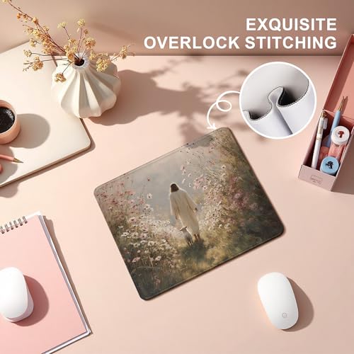 Christian Jesus with Lamb Flower Mouse Pad, Christian Jesus Gifts Mouse Pads Mousepad for Desk Office Computers Laptop, Religious Office Supplies Desk Accessories, 9.5x7.9 Inch - color: 11Child