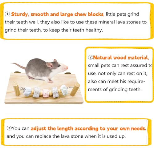 Hamiledyi Hamster Wood Ledge Platform with Lava Stone Block Chew Toys, Rest Shelf for Gerbil Mouse Rat Parakeets Budgie - style: Style C