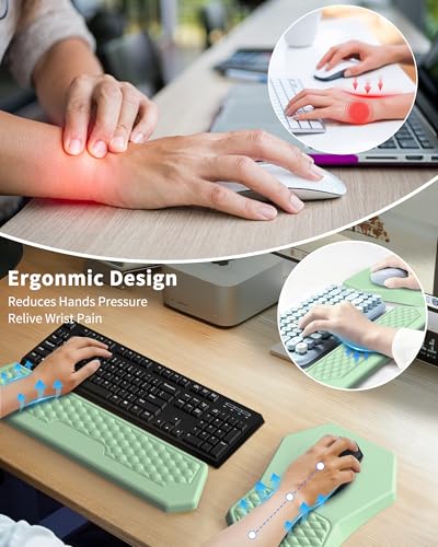Ergonomic Mouse Pad Wrist Rest Support for Carpal Tunnel Pain Relief | Massage Design Mousepad, Memory Foam, Non-Slip PU Base for Computer Desk, Green - color: Green