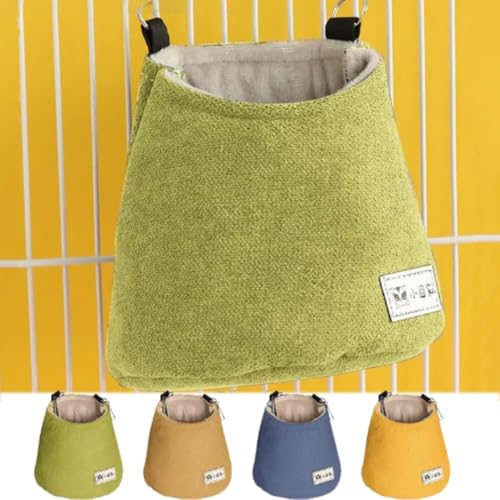Hamster Hanging Bed Warm Hamster Nest Mat Soft Squirrel Bed Cage Pet Hammock Hanging Winter Sugar Glider Pouch(Khaki) - color: khaki