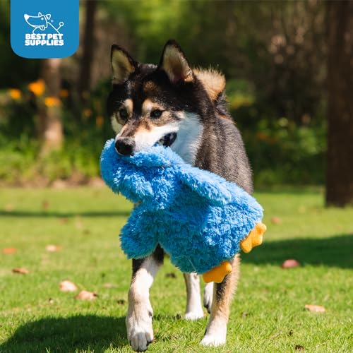 Best Pet Supplies Interactive Squeaky Dog Toy - Baby Chicken, Blue | Stuffing Free Body, Soft, Squeaks & Crinkles, No Mess, Perfect for Moderate Chewers, Toss and Fetch Play - color: Crinkle Chicken (Blue), size: Large
