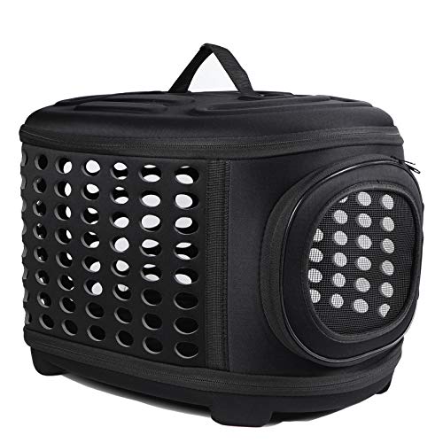 Collapsible Cat Carrier Hard, Travel Pet Carriers Bag for Small Dogs for Car Travel with Ventilation Guinea Pig 2 Small Cats Carrier Cage Dog Crate (Black)