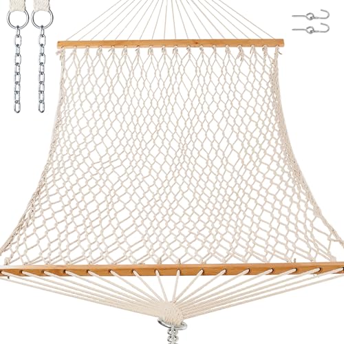 GAFETE Rope Hammock for Outside 2 Person, Handwoven (Natural Beige, Medium) - color: Natural Beige, size: Medium