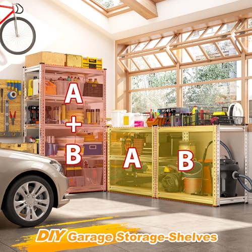 REIBII Storage Shelves,5-Tier Adjustable Waterproof Storage Rack for Pantry | Metal Garage Shelving,Rust-Resistant Build,Tool-Free,For Kitchen Closet Galvanized,12"D x 28"W x 59.8"H,2020LBS,Sliver - size: 28"W x 12"D x 59.8"H