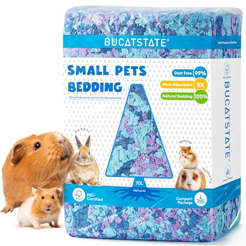 BUCATSTATE Hamster Bedding 70L, Truly 99% Dust-Free Small Animal Paper Bedding Odor Control, Cozy Hamster Litter for Rabbit Rat Syrian Dwarf Hamsters Gerbils (Twilight Blue) - color: Twilight Blue, size: 70L