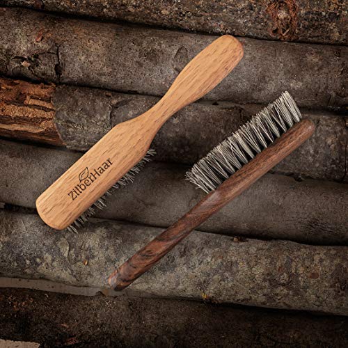 ZilberHaar Vegan Beard Brush - Stiff Bristles - Oiled Walnut and Mexican Tampico bristles - Animal-Free Beard Grooming Product - Made in Europe