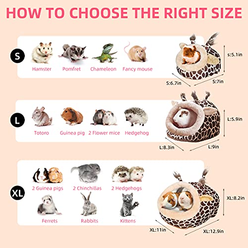 LEFTSTARER Guinea Pig Rat Bed and Hideout for Ferret Hedgehog Sleep and Hide, Hamster Small Pet Animals Supplies Toy Cage Accessories Nest - color: 1.Giraffes-L