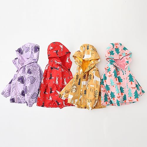 Happy Cherry Toddler Boy Girl Fleece Lined Jackets Waterproof Hooded Windbreaker Coat for Winter Fall 2023 - color: Thick Purple, size: 5T