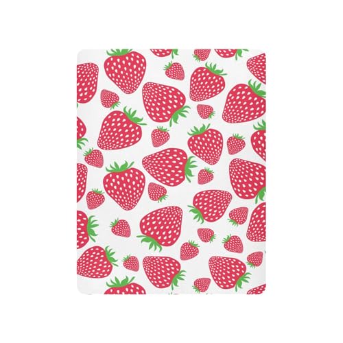 Pink Strawberries Baby Crib Sheets for Boys Girls 27x39 Inch | Cartoon Retro Kawaii Strawberry Pattern Playard Sheets Toddler Bed Sheets Cute Fruit Fitted Unisex Mini Crib Mattress Cover - color: Pink, size: 39*27*5 In