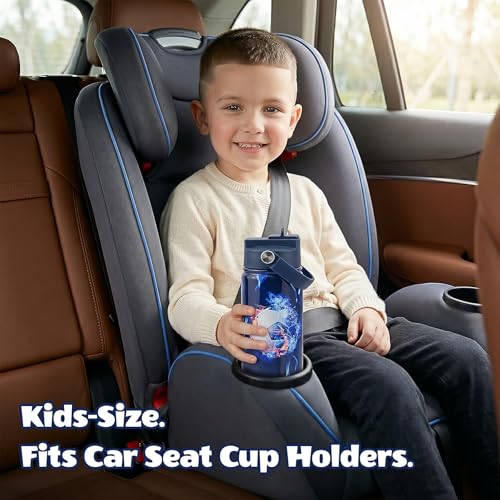 KEWIXY 18 oz Water Bottle with Straw, Easy Slide Lid, Leak Proof, Keep Cold 24H, Vacuum Insulated, Metal Stainless Steel with Handle for School, Blue - color: Blue, size: 18 Ounces