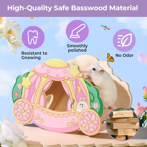 mini&moe Hamster Hideout & Rocker Toy – Hamster Hide with Side Climbing Ramp Small Animal Habitat Cage Accessories & Decor for Sugar Gliders, Dwarf Hamsters Chinchillas & Small Pets