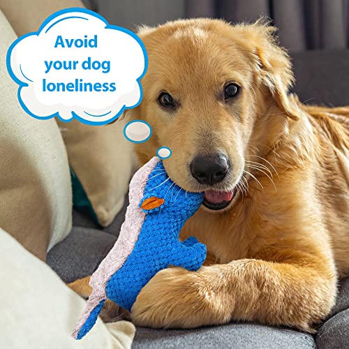 IOKHEIRA Dog Plush Toys for Aggressive Chewers, Indestructible Dog Squeaky Toys with Crinkle Paper, Durable Teething Chew Toys for Medium and Large Breed (Blue) - color: Blue