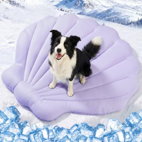 Q-Max>0.5 Dog Cooling Mat (Cool&Warm) 40''×40'', L, Shell Purple | Double-Sided Self-Cooling Mat for Dog, Pet Cool Pads for Summer, Crate, Kennel, Machine Washable, Cat Cool Bed, Non-Gel - color: Shell-Macaron Purple, size: L