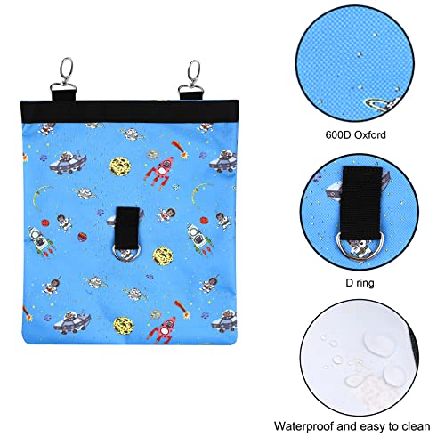 Rabbit Hay Feeder Bag Hanging Hay Rack (Pattern Blue, 2 Windows) | Guinea Pigs Manger Holder Dispenser Small Animal Feeder Storage Pouch for Bunny Chinchilla Hamster - color: Pattern Blue