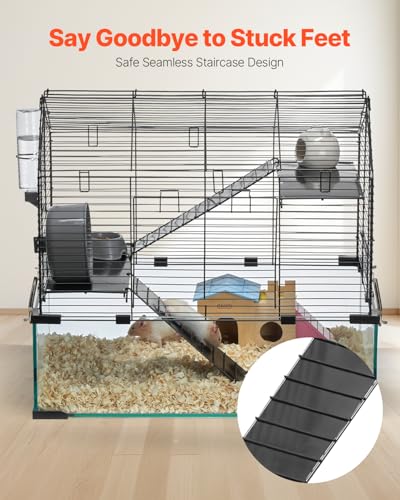 VEVOR Hamster Cage, 360°Viewing Transparent Hamster Habitats, Small Animal Cage, 22.8 x 15 x 21.3 in, Ventilated Pet Mouse Cages with Water Bottle, Portable Hamster House for Rats, Guinea Pigs - size: 22.8"L x 15.0"W x 21.3"H