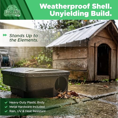 Mouse Bait Station 2 Pack Medium Size, Tamper Resistant Lockable Bait Boxes Indoor Outdoor, High Capacity Mid Size Rodent Bait Box with Key, Reusable Weather Resistant Pest Control - size: 2-Pack Medium